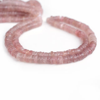 Natural Pink Strawberry Quartz Smooth Tyre Rondelle Beads, 6mm/7mm Strawberry Quartz Round Heishi Gemstone Beads, 16 Inch Strand, GDS2121