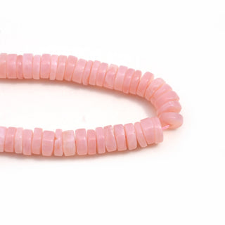 Natural Pink Opal Smooth Tyre Rondelle Beads, 7mm Pink Opal Round Heishi Gemstone Beads, Opal Necklace Beads, 16 Inch Strand, GDS2122