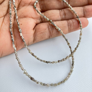 2mm To 3mm Champagne Brown Raw Uncut Natural Diamond Long Tumble Beads Loose, Earth Mined Conflict Free Diamond,  8/16 Inch Strand, DDS131/3