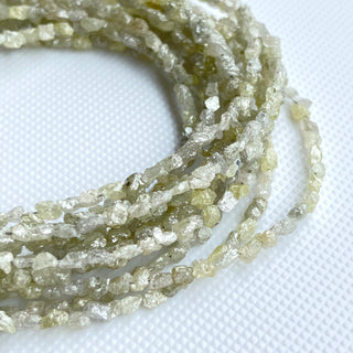 2mm To 3mm Light Yellow Raw Rough Diamond Tumble Beads, Conflict Free Earth Mined Natural Diamond Loose, Sold As 8/16 Inch Strand, DDS773/16