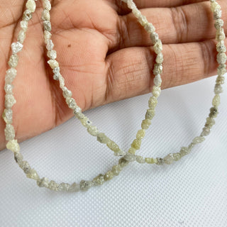 2mm To 3mm Light Yellow Raw Rough Diamond Tumble Beads, Conflict Free Earth Mined Natural Diamond Loose, Sold As 8/16 Inch Strand, DDS773/16