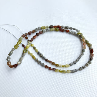 3mm To 5mm Yellow Red Grey Raw Rough Diamond Tumble Beads, Conflict Free Earth Mined Natural Diamond Loose, 8/16 Inch Strand, DDS773/17