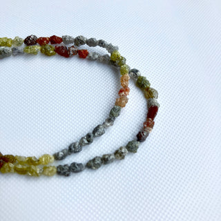 3mm To 5mm Yellow Red Grey Raw Rough Diamond Tumble Beads, Conflict Free Earth Mined Natural Diamond Loose, 8/16 Inch Strand, DDS773/17