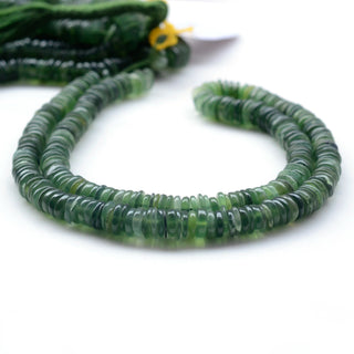 Natural Green Jade Smooth Rondelle Beads, 6mm To 6.5mm Green Jade Round Heishi Gemstone Beads, Green Jade Necklace, 16 Inch Strand, GDS2128