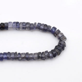Iolite Smooth Rondelle Beads, 4.5mm to 5mm Natural Shaded Blue Iolite Round Heishi Gemstone Beads, 16 Inch Strand, GDS2131