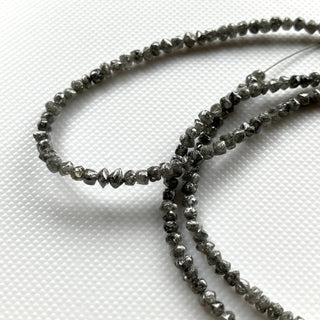 1.5mm To 3mm Grey Salt And Pepper Raw Rough Conflict Free Round Diamond Beads, Natural Earth Mined Diamonds Loose, 8"/16" Strand, DDS773/20