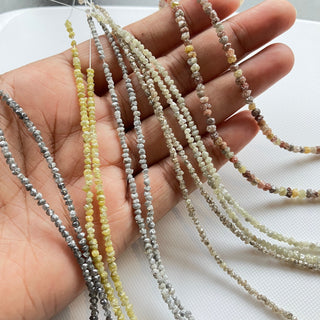Very Light Yellow Rough Raw Uncut Diamond Rondelle Beads, Natural Yellow Round Raw Diamond Bead loose 1.5mm to 3mm, 8"/16" Strand, DDS773/23
