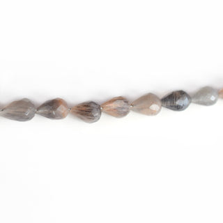 Multi Moonstone Straight Drill Faceted Teardrop Shaped Briolette Beads, 7mm Multi Moonstone Gemstone Beads, 9 Inch Strand, GDS2136