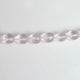 Natural Rose Quartz Faceted Teardrop Shaped Briolette Beads, 8-9mm/9-10mm Rose Quartz Straight Drill Gemstone Beads, 9 Inch Strand, GDS2139