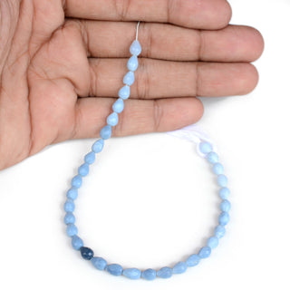 Natural Blue Opal Faceted Teardrop Shaped Briolette Beads, 6-7mm Natural Blue Opal Straight Drilled Gemstone Beads, 9 Inch Strand, GDS2140
