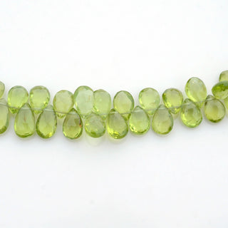 Natural AAA Green Peridot Pear Shaped Briolette Beads, 7-8mm/8-9mm Faceted Peridot Gemstone Beads, Sold As 4 Inch/8 Inch Strand, GDS1962