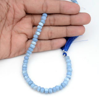 Natural Blue Opal Faceted Rondelle Beads, 7mm/8-9mm/9-10mm Natural Blue Peruvian Opal Beads, Sold As 8 Inch/16 Inch Strand, GDS1953