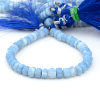 Natural Blue Opal Faceted Rondelle Beads, 7mm/8-9mm/9-10mm Natural Blue Peruvian Opal Beads, Sold As 8 Inch/16 Inch Strand, GDS1953