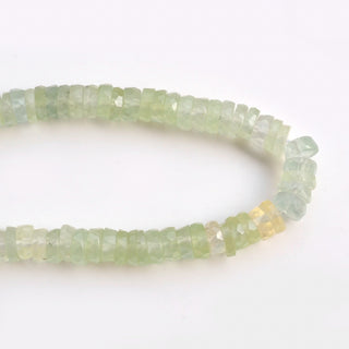 Natural Prehnite Faceted Tyre Rondelle Beads, 6mm to 6.5mm Natural Prehnite Round Heishi Gemstone Beads, 9 Inch Strand, GDS2150