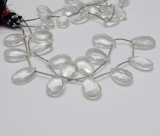 Natural Clear Quartz Crystal Pear Shaped Briolettes, Huge 20-24mm/24-27mm Faceted Pear Shaped Beads, 15 Inch Strand, 14 Pieces, GDS1966