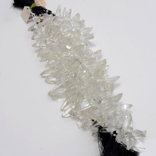 Natural Clear Quartz Crystal Horn Shaped Beads, 15-25mm Faceted Briolette Beads Loose, 3.75 Inch/ 7.5 Inch Strand, 50 Pieces, GDS1969