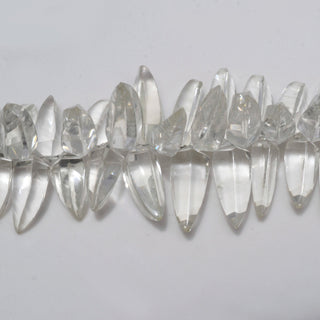 Natural Clear Quartz Crystal Horn Shaped Beads, 15-25mm Faceted Briolette Beads Loose, 3.75 Inch/ 7.5 Inch Strand, 50 Pieces, GDS1969