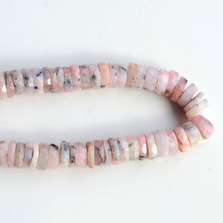 Natural Pink Opal Faceted Tyre Rondelle Beads, 7mm/8-9mm Pink Opal Round Heishi Gemstone Rondelle Beads, 8 Inch/16 Inch Strand, GDS2101