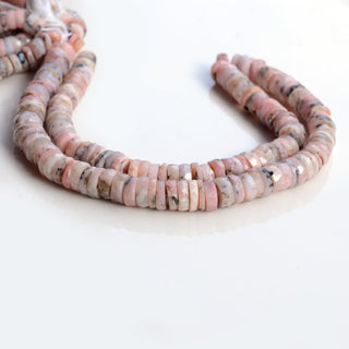 Natural Pink Opal Faceted Tyre Rondelle Beads, 7mm/8-9mm Pink Opal Round Heishi Gemstone Rondelle Beads, 8 Inch/16 Inch Strand, GDS2101