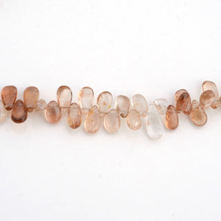 Imperial Copper Topaz Smooth Pear Shaped Briolette, 7-11mm/9-12mm Natural Brown Topaz Gemstone Beads, Sold As 8 Inch Strand, GDS1976