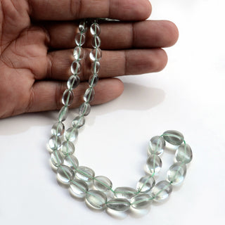 Green Amethyst Smooth Tumble Beads, 6-16mm/7-14mm/13-24mm Natural Green Amethyst Oval Gemstone Beads, 8 Inch/16 Inch Strand, GDS1977