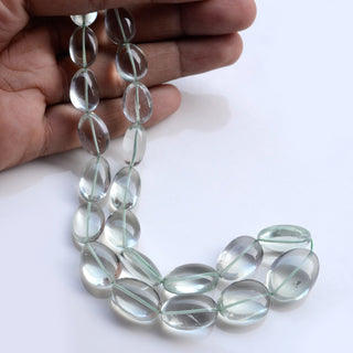 Green Amethyst Smooth Tumble Beads, 6-16mm/7-14mm/13-24mm Natural Green Amethyst Oval Gemstone Beads, 8 Inch/16 Inch Strand, GDS1977