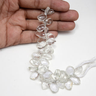 Natural Clear Quartz Crystal Leaf Shape Briolette Beads, 10-12mm/11-14mm/11-18mm Faceted Leaf Shaped Beads, 3.5 Inch/ 7 Inch Strand, GDS1970