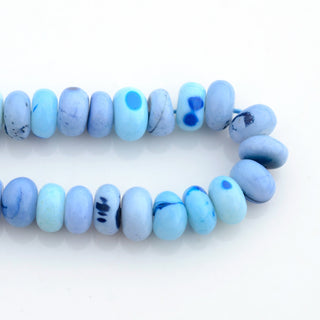 Blue Opal Smooth Heat Treated Coloured Rondelle Beads, 7mm/8mm/9mm Blue Opal Gemstone Beads, Sold As 16 Inch Strand, GDS1980