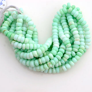 Light Green Opal Smooth Heat Treated Coloured Rondelle Beads, 9mm Green Opal Gemstone Beads, Sold As 16 Inch Strand, GDS1983