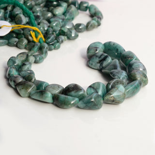 Natural Emerald Dark Green Smooth Tumble Beads, 7mm to 19mm Green Emerald Gemstone Beads, Sold As 8 Inch/16 Inch Strand, GDS1985
