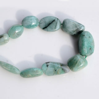 Natural Emerald Light Green Smooth Tumble Beads, 7mm to 19mm Green Emerald Gemstone Beads, Sold As 16 Inch Strand, GDS1986