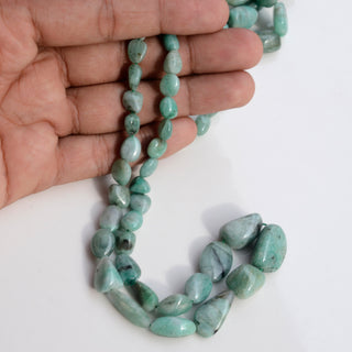 Natural Emerald Light Green Smooth Tumble Beads, 7mm to 19mm Green Emerald Gemstone Beads, Sold As 16 Inch Strand, GDS1986