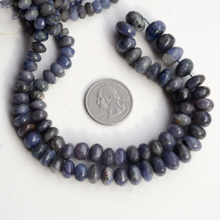 Natural Blue Tanzanite Smooth Rondelle Beads, 7-9mm/7-11mm Blue Tanzanite Gemstone Beads, Sold As 9 Inch/18 Inch Strand, GDS1987