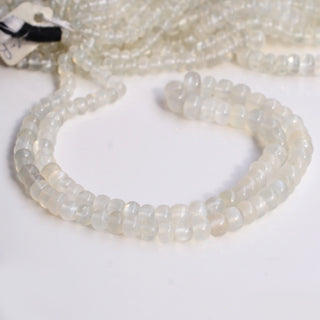 White Moonstone Smooth Rondelle Beads, 5-8mm/5-9mm White Moonstone Gemstone Rondelle Beads, Sold As 18 Inch Strand, GDS1990