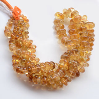 Natural Citrine Smooth Rondelle Beads, 7mm to 14mm Dark Yellow/Orange Citrine Gemstone Beads, Sold As 8.5 Inch/17 Inch Strand, GDS1991