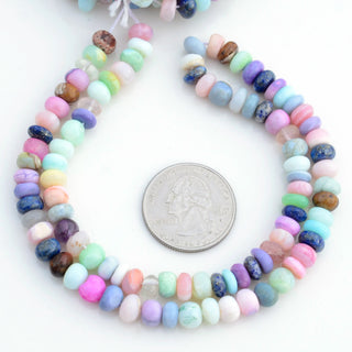 Multi Color Opal Smooth Heat Treated Rondelle Beads, 7mm Multi Color Opal Gemstone Beads, Sold As 16 Inch Strand, GDS1982