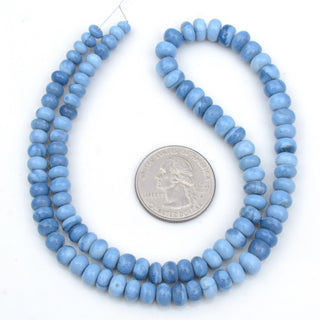 Natural Blue Opal Smooth Rondelle Beads, 5mm To 7mm Natural Blue Peruvian Opal Beads, Sold As 16 Inch Strand, GDS1953