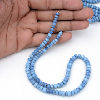 Natural Blue Opal Smooth Rondelle Beads, 5mm To 7mm Natural Blue Peruvian Opal Beads, Sold As 16 Inch Strand, GDS1953