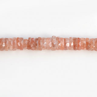Sunstone Faceted Tyre Rondelle Beads, 6mm/7mm Natural Round Sunstone Gemstone Beads, 9 Inch Strand, GDS1999