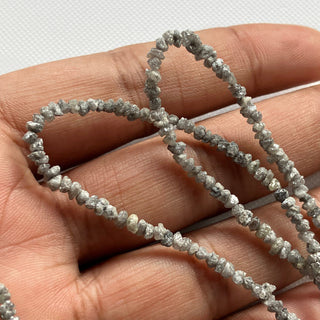 2mm To 3mm Natural Grey Raw Uncut Diamond Beads, Grey Earth Mined Rough Diamond Beads, Sold As 4 Inch/8 Inch/16 Inch Strand, DDS773/23