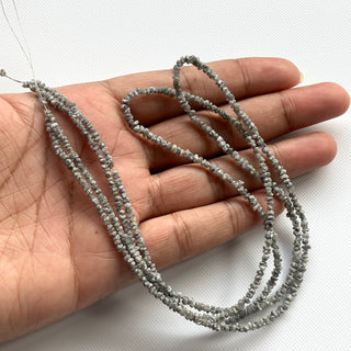 2mm To 3mm Natural Grey Raw Uncut Diamond Beads, Grey Earth Mined Rough Diamond Beads, Sold As 4 Inch/8 Inch/16 Inch Strand, DDS773/23