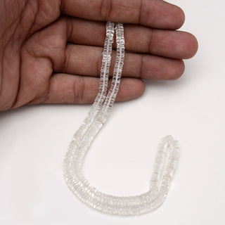 Quartz Crystal Smooth Tyre Rondelle Beads, 5.5mm Quartz Crystal Round Heishi Gemstone Beads, 16 Inch Strand, GDS2005