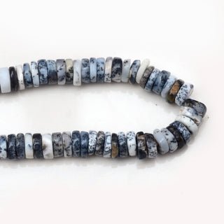 Dendrite Agate Smooth Tyre Rondelle Beads, 6.5mm to 7mm Natural Dendrite Agate Round Heishi Gemstone Beads, 16 Inch Strand, GDS2006
