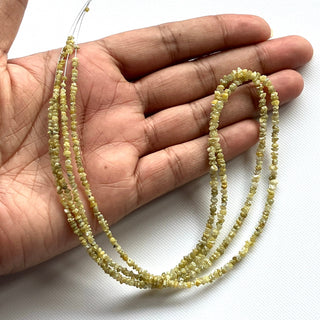Natural Yellow Raw Rough Diamond Beads Loose, 2mm To 3mm Conflict Free Earth Mined Yellow Uncut Diamond, 8/16 Inch Strand, DDS508
