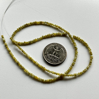 1.5mm To 3mm Yellow Raw Rough Conflict Free Earth Mined Natural Yellow Rondelle Beads Loose, Sold As 8 Inch/16 Inch Strand, DDS773/4