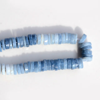 Natural Blue Opal Faceted Tyre Rondelle Beads, 7.5mm to 8mm Blue Opal Round Heishi Gemstone Beads, 8 Inch/16 Inch Strand, GDS1997