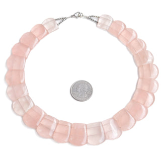 Natural Rose Quartz Layout Necklace, Cleopatra Necklace, Graduated Collar Necklace, Necklace for Women, 17mm to 23mm, 18 Inches, GDS2166
