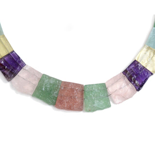 Natural Multi Color Multi Gemstone Layout Necklace, Cleopatra Necklace, Graduated Collar Necklace, 19mm to 22mm, 18 Inch, GDS2171