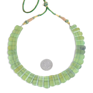 Natural Serpentine Light Green Layout Necklace, Cleopatra Necklace, Graduated Collar Necklace, 16mm to 23mm, 14 Inch, GDS2173