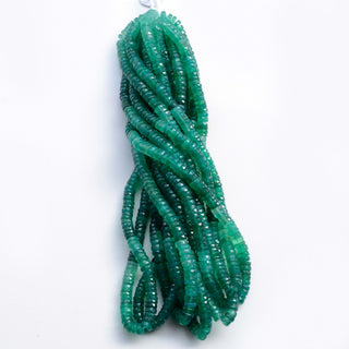 Green Onyx Faceted Tyre Rondelle  Beads, 7mm Shaded Green Onyx Round Heishi Gemstone Beads, 8 Inch/16 Inch Strand, GDS2109